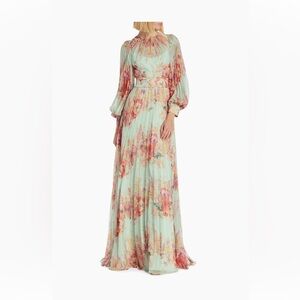 Teri Jon by Rickie Freeman Floral Pleated Gown